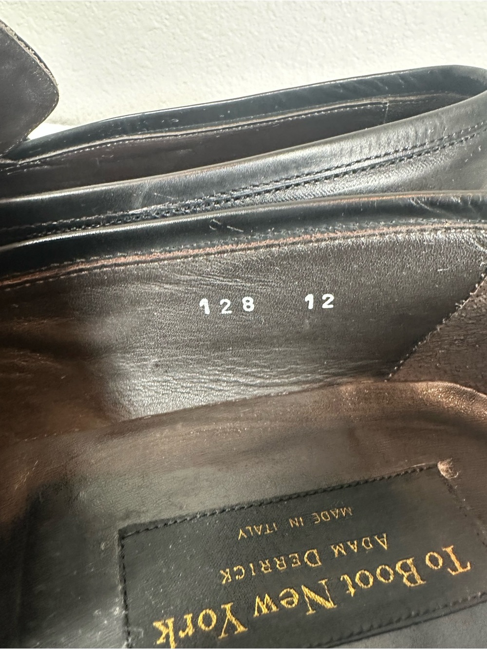 THE BOOT NEW YORK Adam Derrick Italy Classic Black Leather Loafers - Men 12 - Picture 10 of 11
